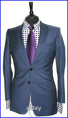 Luxury Mens Reiss London Blue 2 Piece Suit 36r W32 X L30.5