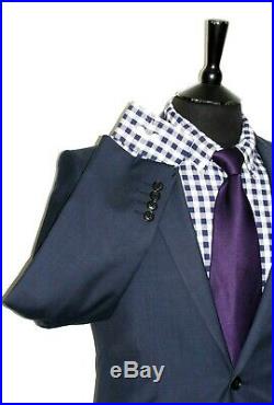 Luxury Mens Reiss London Blue 2 Piece Suit 36r W32 X L30.5