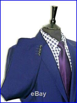 Luxury Mens Reiss London Royal Blue 2 Piece Suit 42r W36 X L31.5