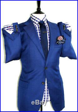 Luxury Mens Suitsupply Italian Petrol Blue 2 Piece Slim Fit Suit 42r W36 X L31