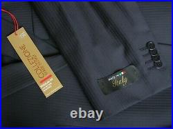 Luxury Pure New Wool Italian 2 Piece Suit 46 Chest 40 Waist Navy Bnwt