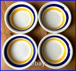 MAX4 by Maxam Italian 4 Coupe Soup Bowls Blue & Yellow Band 8 Made in Italy