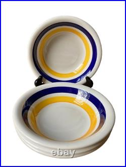 MAX4 by Maxam Italian 4 Coupe Soup Bowls Blue & Yellow Band 8 Made in Italy