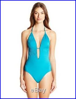 MILLY ITALIAN SOLID ACAPULCO MAILLOT ONE PIECE SWIMSUIT (aqua blue) P (0-2)