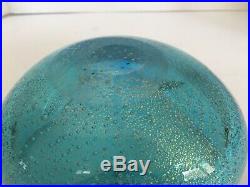 MURANO BULLICANTE Art Piece Clam Shape Ashtray Blue withGold Specks Vintage T101