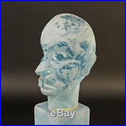 MUSEUM PIECE head sculpture ERMANNO NASON 1963-72 Murano glass Cenedese blue
