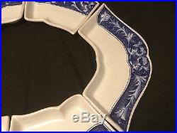 Massive 6 Piece Italian Pottery Centerpiece Serving Blue Dragon Bowl Table 34.5
