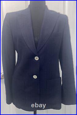 Max Mara Navy Blue Italian 100% Linen Blazer Jacket Women's IT40 Approx US 4 6