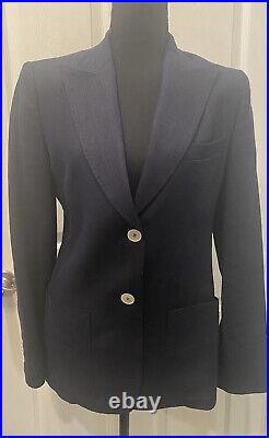 Max Mara Navy Blue Italian 100% Linen Blazer Jacket Women's IT40 Approx US 4 6