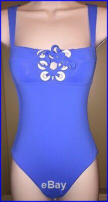 Melissa Odabash Italian Designer One-Piece Blue Lace Up Swimsuit SIze US 2 New