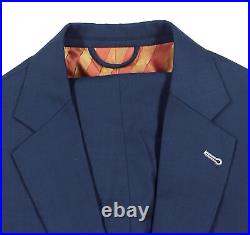 Men's 38 S Bespoke Blue Italian Luiciano Royal Opera Wool Surgeon Cuffs Suit