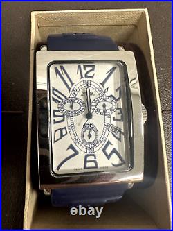 Men's Officina Del Tempo Watch 316L Blue Italian Chronograph With Box/Battery