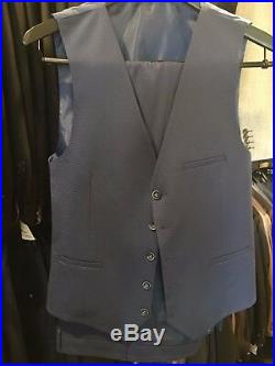 Men's Slim Fit 3 Piece Suit European Style Blue