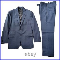 Men's Suit Custom Made Two Piece 40L Deep Blue Italian Lightweight Wool