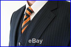 Men's Three Piece vested 2 Button Pinstripe Suit Formal Modern Fit Stripe Suits