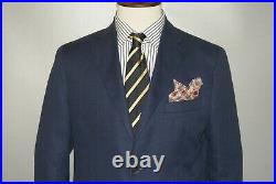 Mens Corneliani ID Blue Linen Wool Patch Pockets Sport Coat Blazer Jacket 52