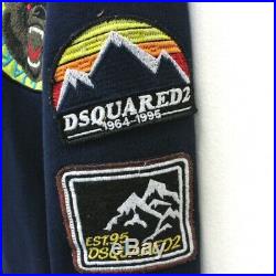 Mens DSQUARED2 Sweatshirt Embroidered Patch Jumper Navy Blue Medium