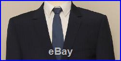 Mens Slim 44R Pravda 2 Piece Blue Stripe 100% Wool Handmade Italian Suit