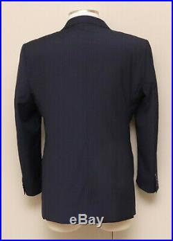 Mens Slim 44R Pravda 2 Piece Blue Stripe 100% Wool Handmade Italian Suit