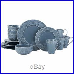 Mikasa Italian Countryside Accents Fluted Blue 16 Piece Dinnerware Set