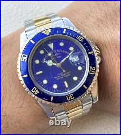 Military Skin Diver Watch Blue Italian Watch Bezel Vintage Piercarle D'alessio