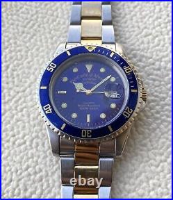 Military Skin Diver Watch Blue Italian Watch Bezel Vintage Piercarle D'alessio