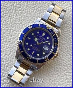 Military Skin Diver Watch Blue Italian Watch Bezel Vintage Piercarle D'alessio