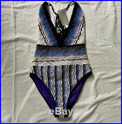 Missoni Mare Knitted One Piece Swimsuit. Purple Multicolored. 100% authentic
