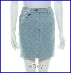 Moschino Couture Italian 38 Denim Quilt Mini Skirt Patch Pockets USA 4 NWT $850