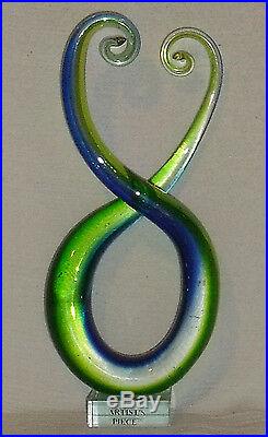 Murano Art Glass Abstract Sculpture Figure 8 Green Blue Artist's Piece 12