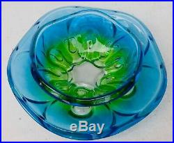 Murano Art Glass Bowl and Plate Set Blue / Green 2 pieces