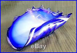 Murano Blue Iridescent Art Glass Seashell Conch Centre Piece Bowl