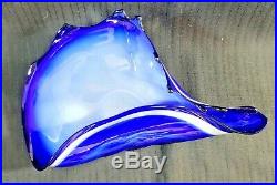 Murano Blue Iridescent Art Glass Seashell Conch Centre Piece Bowl