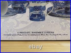 NEW Blue Italian Spode 12 Piece China Dinnerware Set of 3 Plates Mugs