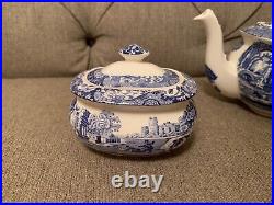 NEW Spode Blue Italian Collection Teapot Sugar Cream 3 Piece Set England