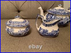 NEW Spode Blue Italian Collection Teapot Sugar Cream 3 Piece Set England