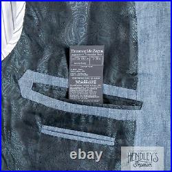 NWOT ERMENEGILDO ZEGNA Sport Coat 44 S Carolina Blue Linen Patch Pocket 3/2 Roll