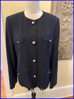 NWT $248 Talbots Navy Blue Italian Wool Fabric Luxury Collection Blazer Sz 16