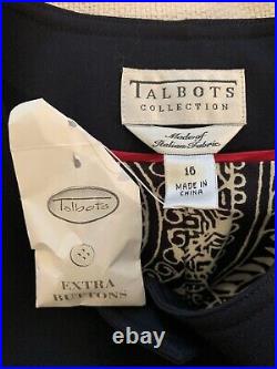 NWT $248 Talbots Navy Blue Italian Wool Fabric Luxury Collection Blazer Sz 16