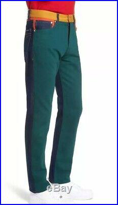 NWT CALVIN KLEIN Men's 34x32 Ukelely Patch Jeans Italian Denim Grn Orng CKJ 035