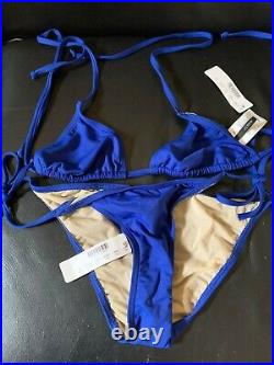 NWT J. CREW Madewell string hipster bikini XS cobalt BLUE Italian matte swimsuit