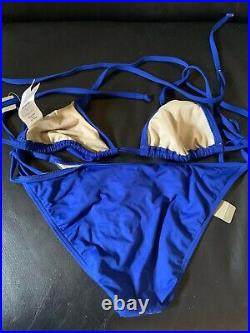NWT J. CREW Madewell string hipster bikini XS cobalt BLUE Italian matte swimsuit