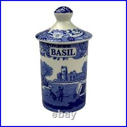 NWT Spode Blue & White Italian Porcelain Spice Jars with lids Set of Six 4.5