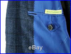New $11995 KITON Blue Glen Plaid 100% Cashmere 3 Piece Suit + Vest 44 R (54 EU)