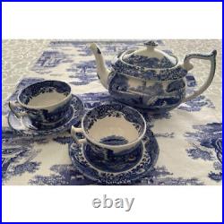 New and unused Spode Blue Italian Tea Set for 2