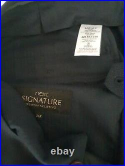 Next Signature Mens 3 Piece Suit Blue Italian Wool Woven In Italy Taylored Fit