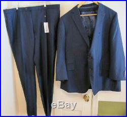 Nwt Reda Super 130's Italian Wool Navy Blue 3 Piece Pinstripe Suit Men's 48l