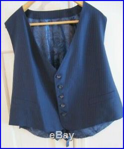 Nwt Reda Super 130's Italian Wool Navy Blue 3 Piece Pinstripe Suit Men's 48l
