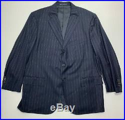 POLO Ralph Lauren Mens Italian Made Navy Blue Pinstripe 2 Piece Suit 46R