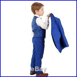 Page Boy Royal Blue Suit Italian Wedding Prom 5 Piece Boys Saks Blue Suits